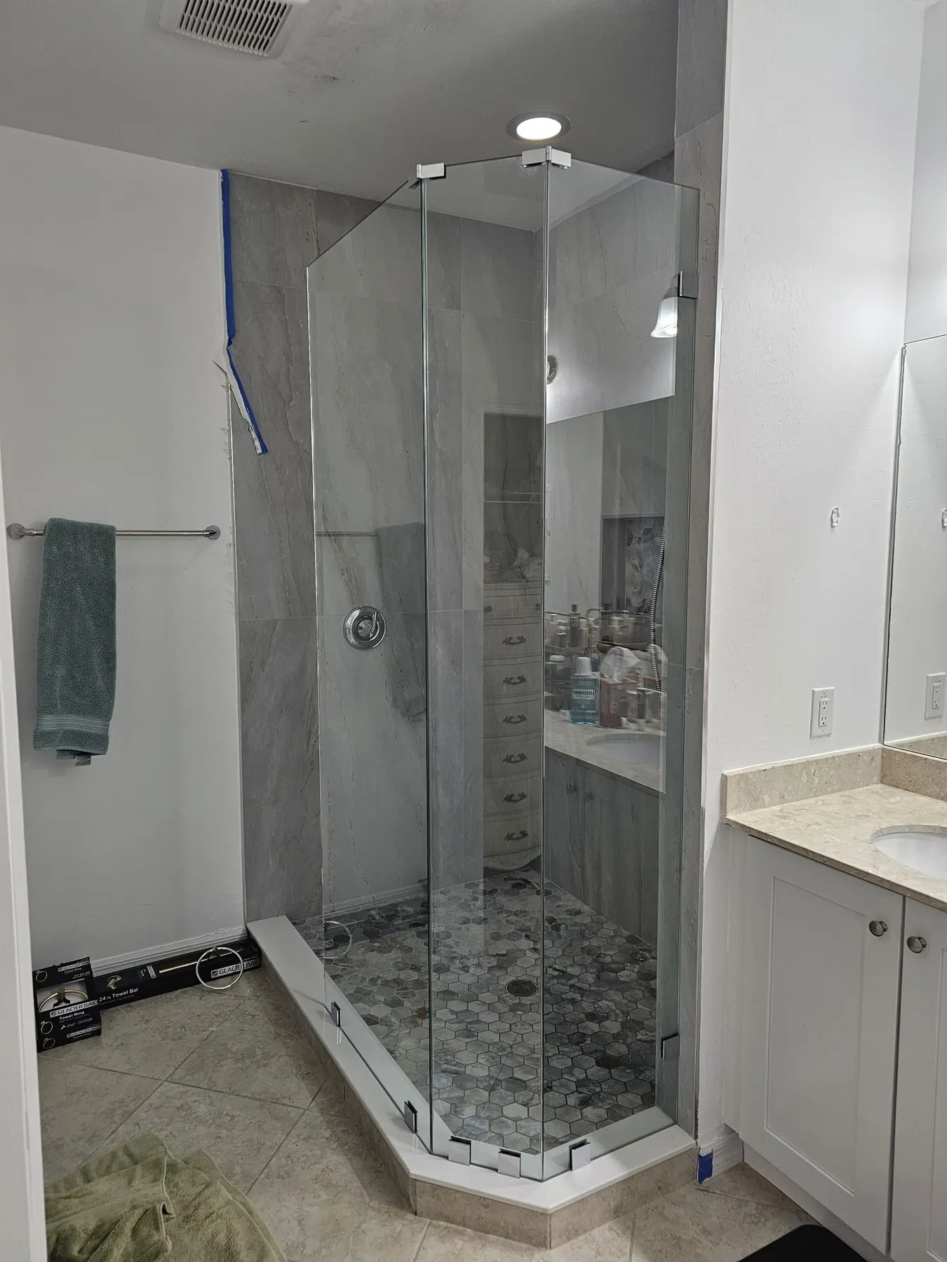 after frameless shower glass with chrome hardware in Southwest Florida